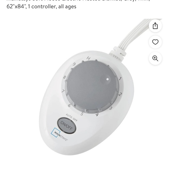 Mainstays Soft Fleece Electric Heated Blanket, Gray, Queen, 84"
× 90", 2 control - Picture 9 of 15